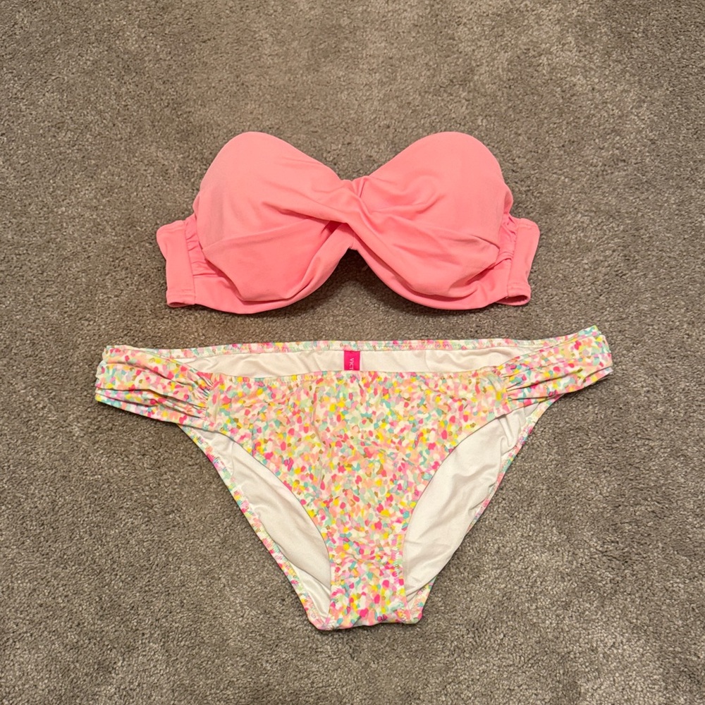 Victoria's Secret Coral and Multicolor Bikini